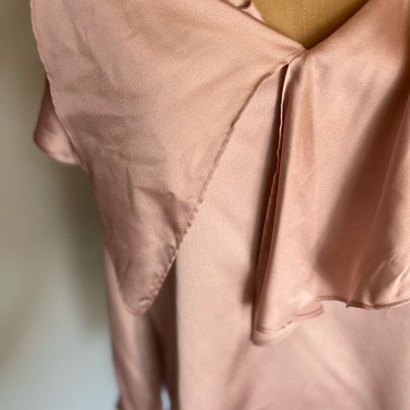 Zara mauve pale pink silk look long sleeve blouse medium - Picture 9 of 9